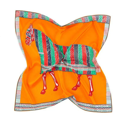 Elegant silk square scarf with vibrant floral print, suitable for all seasons and occasions