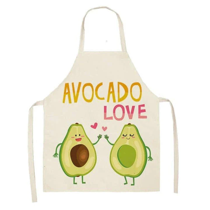 Avocado printed kitchen bib made from high-quality cotton, providing excellent protection and Kiwi-inspired style for Kiwi cooks and entertainers.