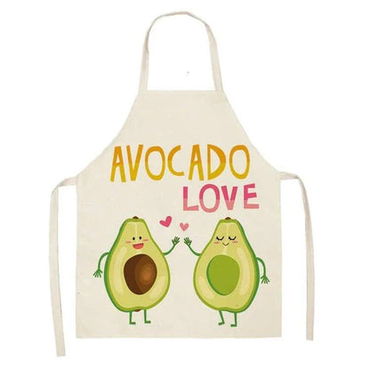 Avocado printed kitchen bib made from high-quality cotton, providing excellent protection and Kiwi-inspired style for Kiwi cooks and entertainers.