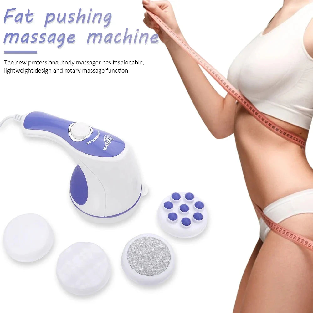 Portable deep tissue massager with interchangeable massage heads for personalized muscle relaxation and slimming