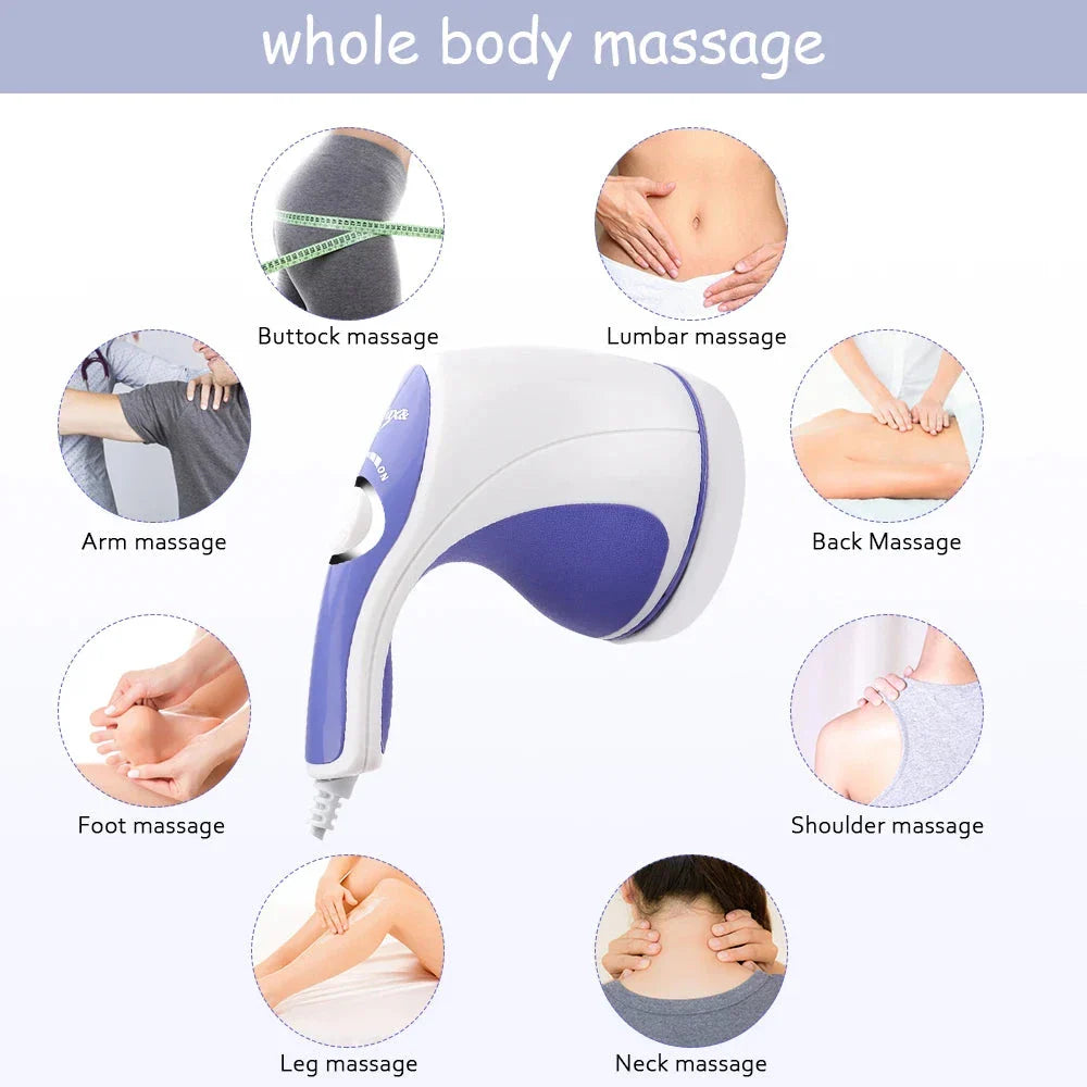 Portable deep tissue massager with interchangeable massage heads for personalized muscle relaxation and slimming
