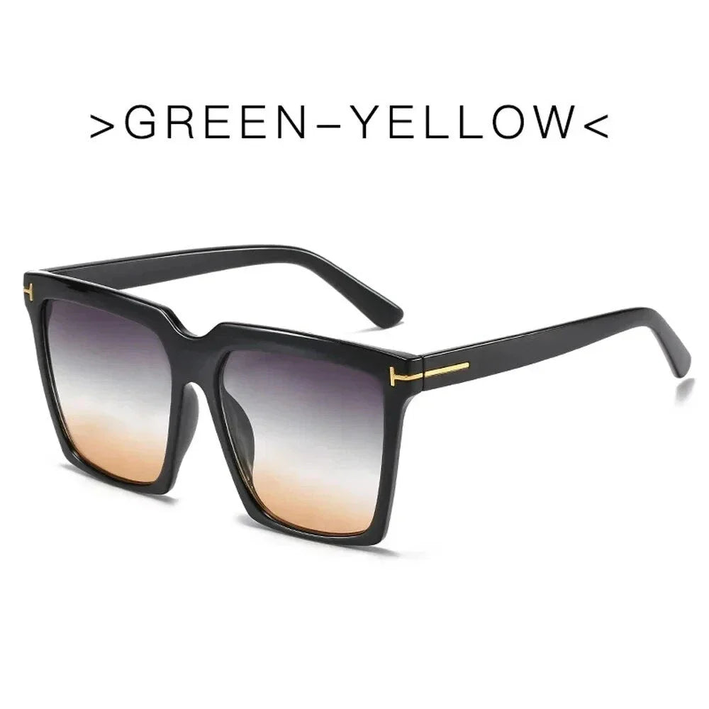 Chic oversized square sunglasses in black with gradient lenses for Kiwi women