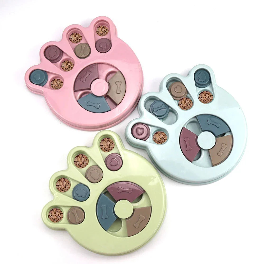 Engaging pet treat dispenser toy in various colours, designed to mentally stimulate and promote healthy eating for dogs and cats.