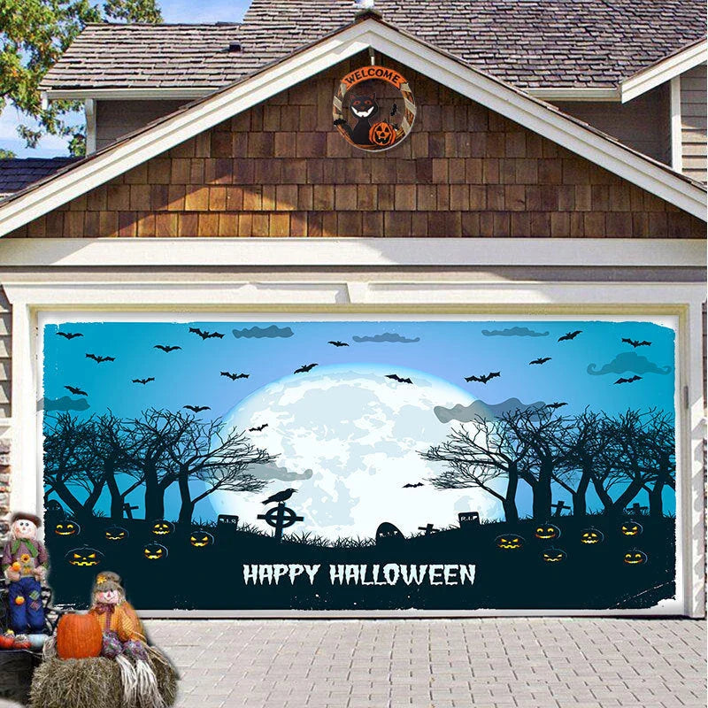 Halloween Hanging Cloth Garage Door Backdrop in abstract geometric pattern