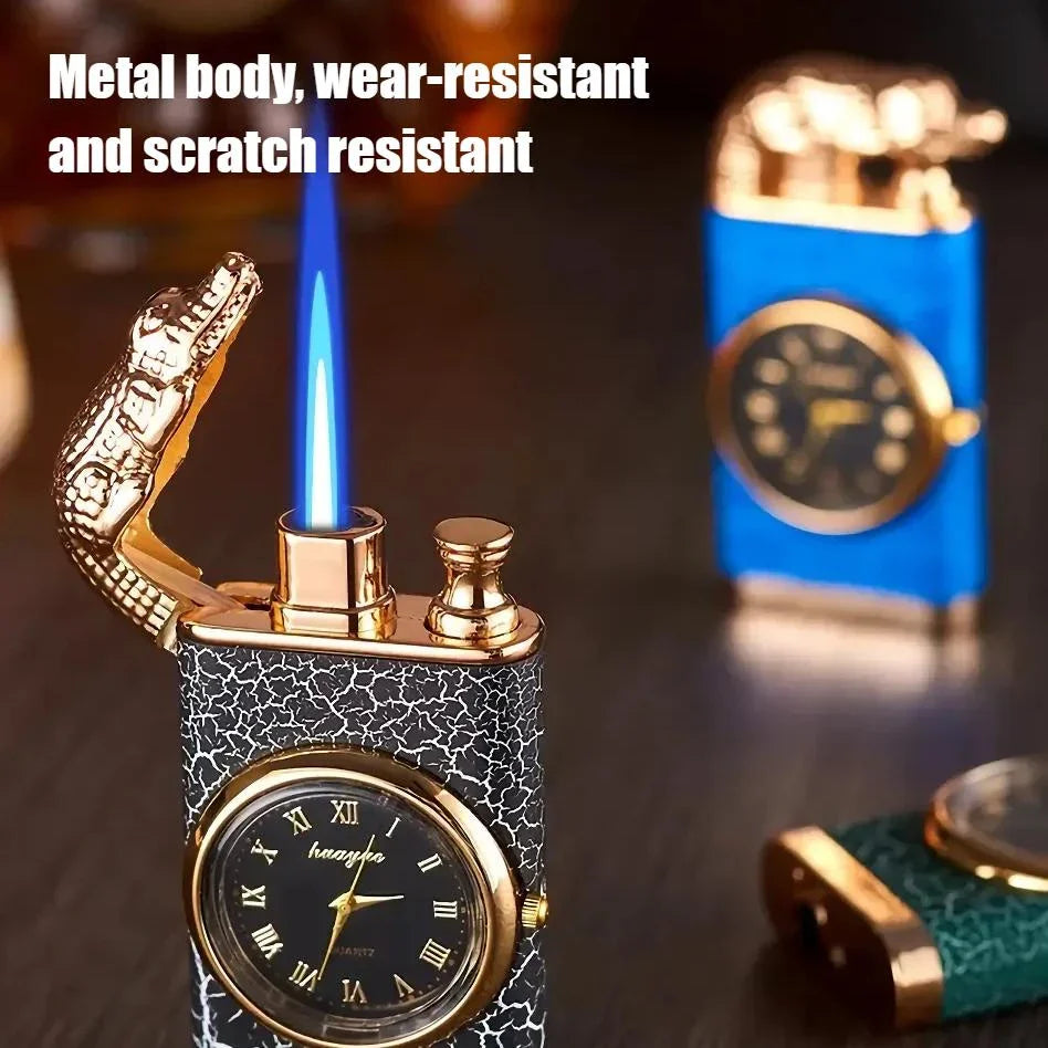 Dual Flame Metal Lighter with Crocodile Head Design - A stylish and functional accessory for modern Kiwis