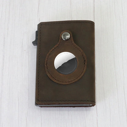 Automatic Leather Card Case with Anti-loss Feature - Compact, Secure, and Stylish Card Storage Solution