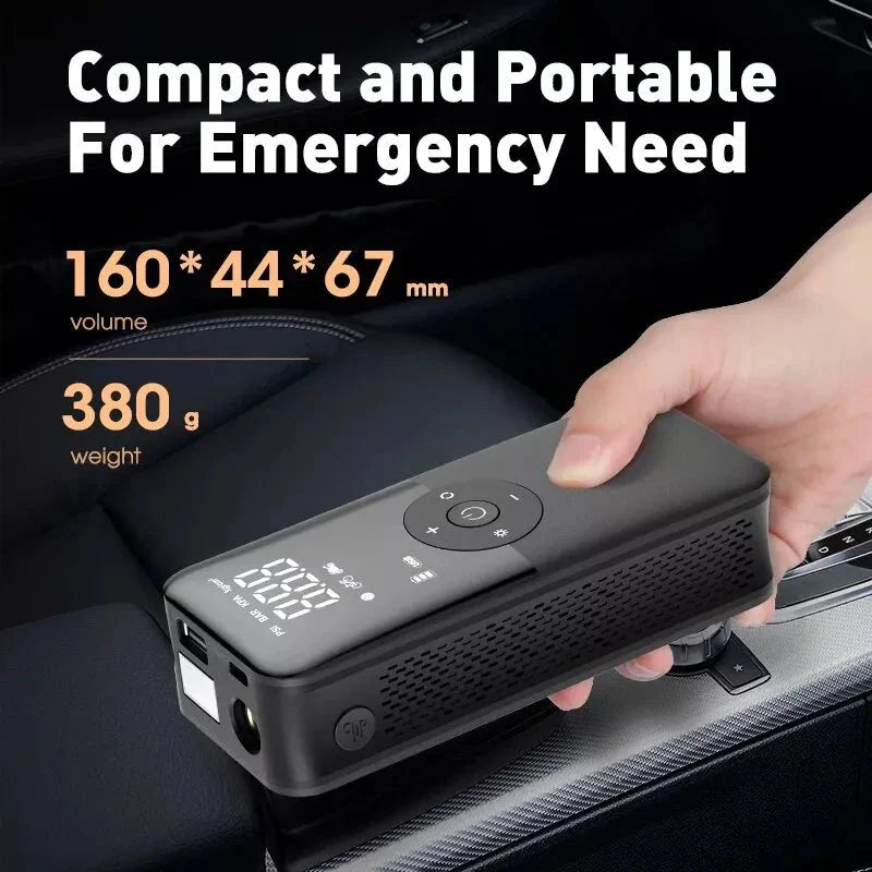 Compact USB Electric Air Pump with Digital Display - Portable, Wireless Tyre Inflator and Power Bank