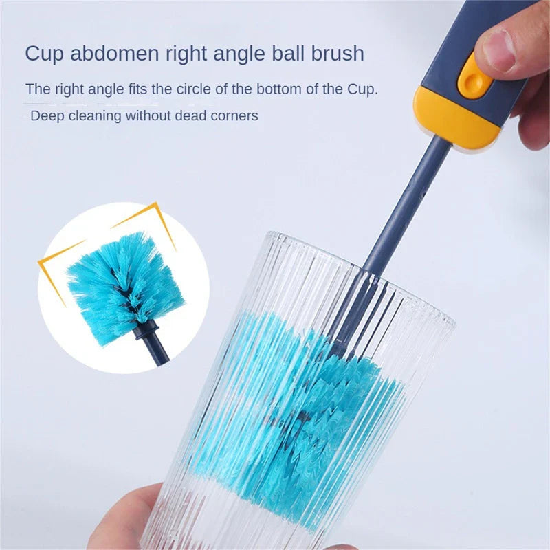 4-in-1 Bottle Gap Cleaner Brush with U-shaped silicone cup brush, stranded wire gap brush, and corner brush for cleaning cups, mugs, and water bottles