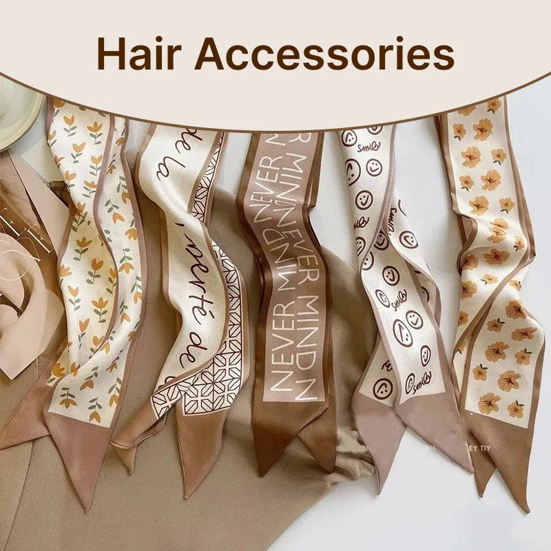 Shopfluxpro NZ Versatile Khaki Nude Silk Hair Scarf - The Perfect Kiwi Accessory