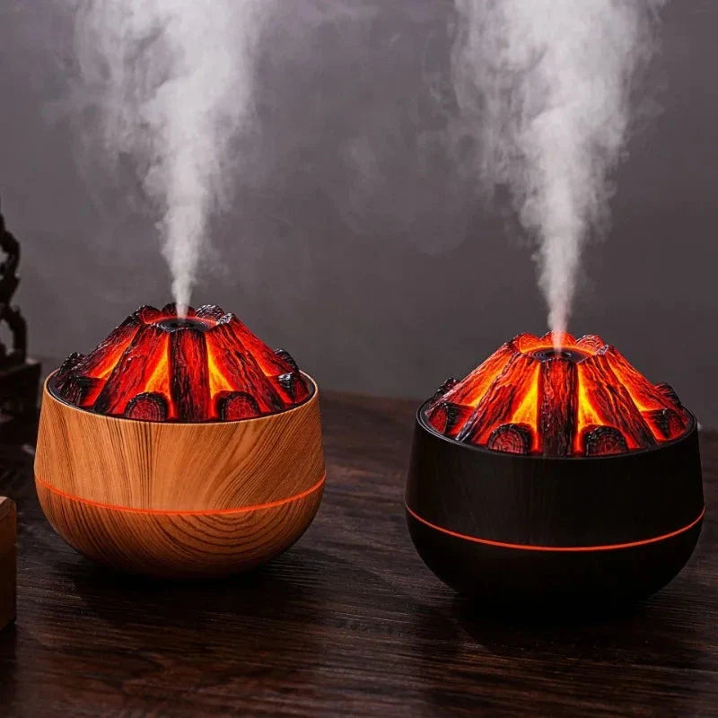 Flame Mountain USB Air Humidifier Diffuser with volcano-inspired design and adjustable mist settings for a serene atmosphere