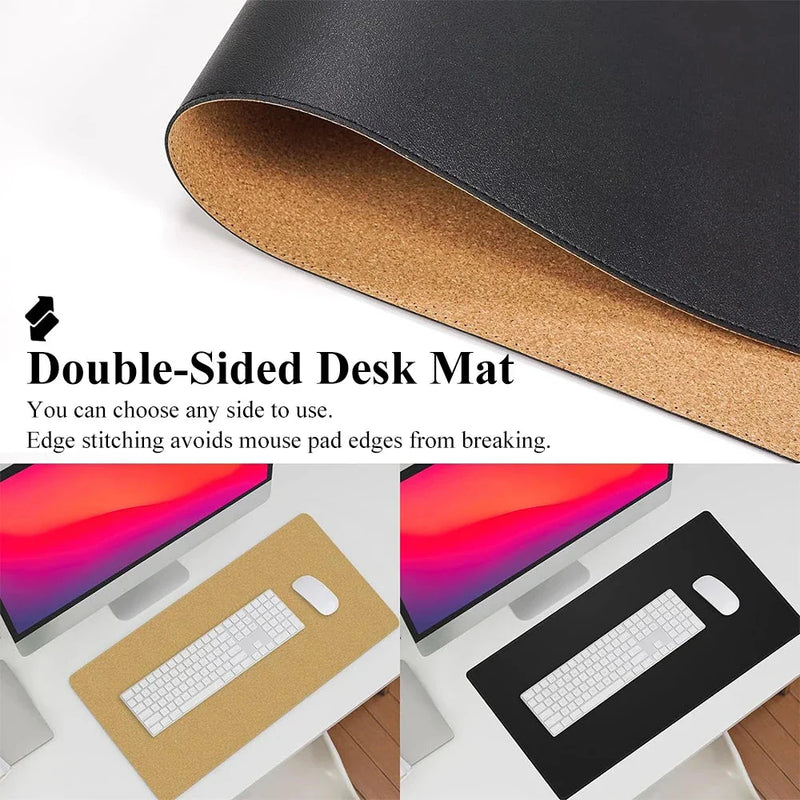 Shopfluxpro NZ Versatile Cork and Leather Desk Mat for Smooth Workspace Setup