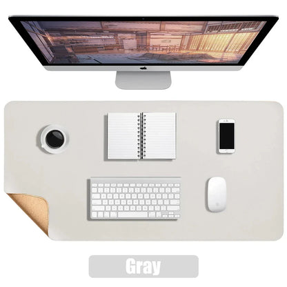 Versatile Cork and Leather Desk Mat with Dual-Sided Design for Smooth Workspace Setup