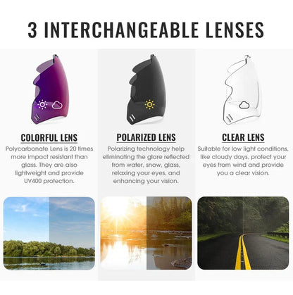 Rugged multi-sport sunglasses with UV400 polycarbonate lenses, perfect for outdoor activities like cycling, hiking, and driving in New Zealand