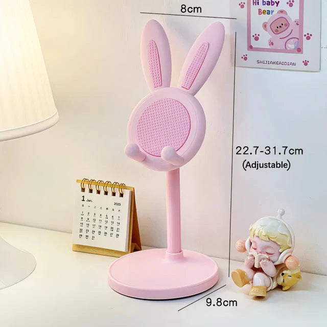 Adorable bunny-shaped mobile phone holder stand with adjustable, telescopic design for Kiwis