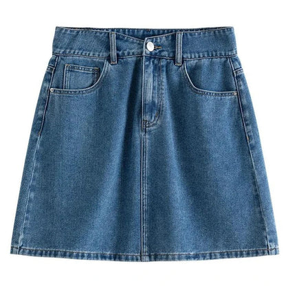 Chic high-waisted denim skirt with a flattering A-line silhouette, perfect for Kiwi summer days