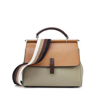 Stylish Stitching Bag: Premium Kiwi-made handbag with two-layer cowhide, stitching detail, and spacious, organized interior