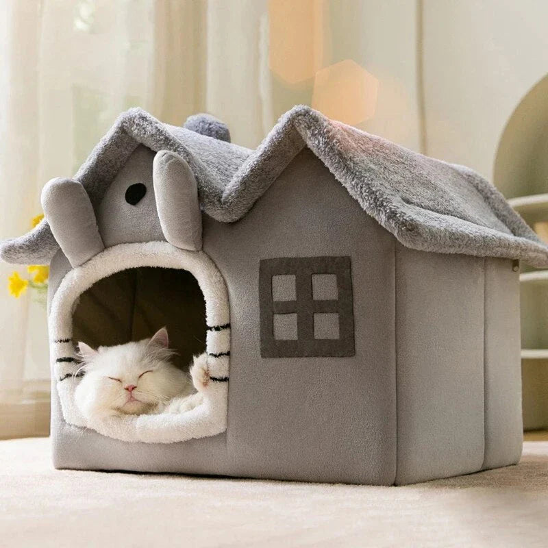 Cosy Cat Cave Bed with plush PP Cotton filling and velvet exterior, providing a warm and secure retreat for cats and small dogs