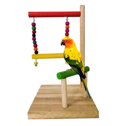 Versatile Wooden Perch with Adjustable Height and Removable Trays for Kiwi Birds