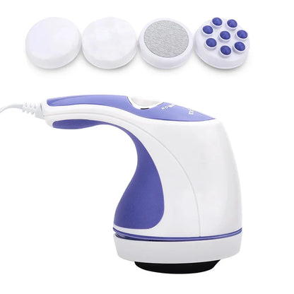 Portable deep tissue massager with interchangeable massage heads for personalized muscle relaxation and slimming