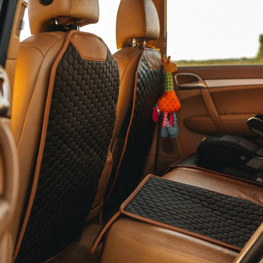 Comfy Car Kick Mat with PU Leather Design to Protect Upholstery During Family Road Trips