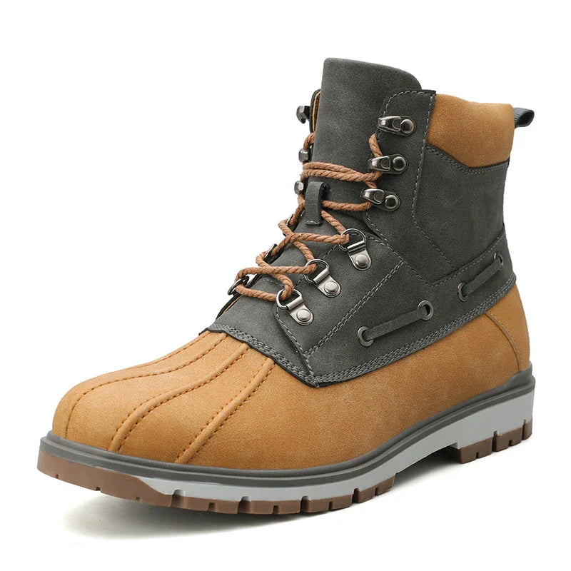 Warm and stylish Martin boots for men, featuring premium leather construction, rubber soles, and a frosted finish for a refined rugged look.