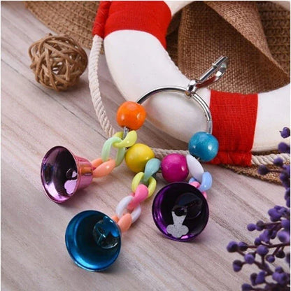 A colorful bird toy with a unique chain-inspired design, perfect for Kiwi bird owners