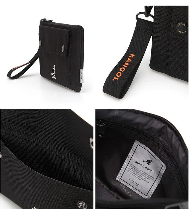 Trendy nylon mini messenger bag in khaki and black colors, featuring a one-shoulder design and roomy compartments for everyday carry