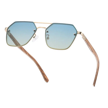 Polarized wood frame sunglasses with stainless steel and natural wood accents, providing UV400 protection and glare reduction for Kiwi outdoor enthusiasts