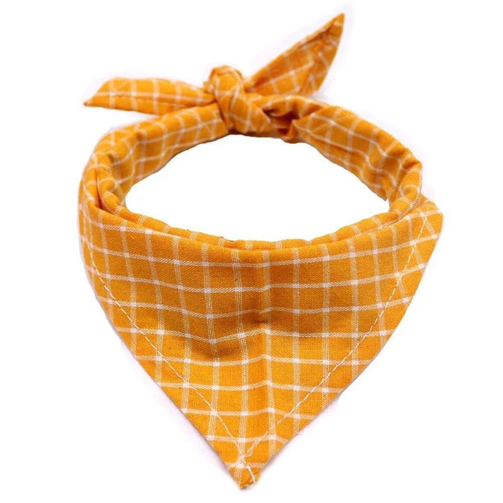 Stylish plaid bandana made of premium New Zealand cotton for pets, available in small and medium sizes