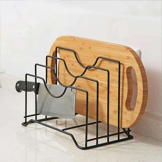 A sturdy iron kitchen organizer with four shelves for storing cooking essentials and keeping your Kiwi kitchen tidy and clutter-free.