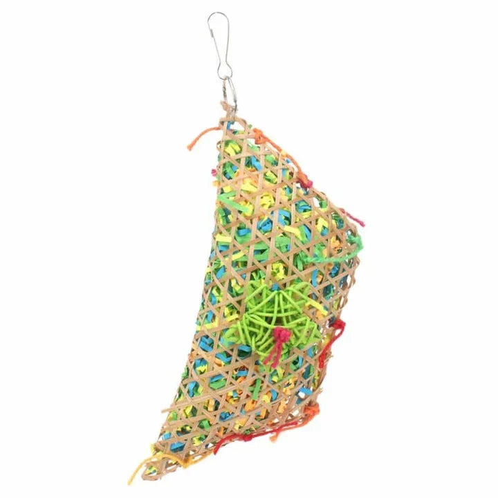 Trendha's eco-friendly, straw-based hanging toy designed to engage and entertain parrots with safe, natural play.