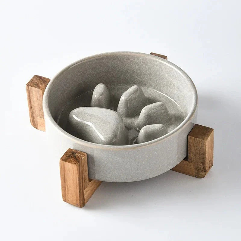 Ceramic Anti-Gulp Feeder Bowl for Pets - Designed to Slow Down Eating and Prevent Digestive Issues