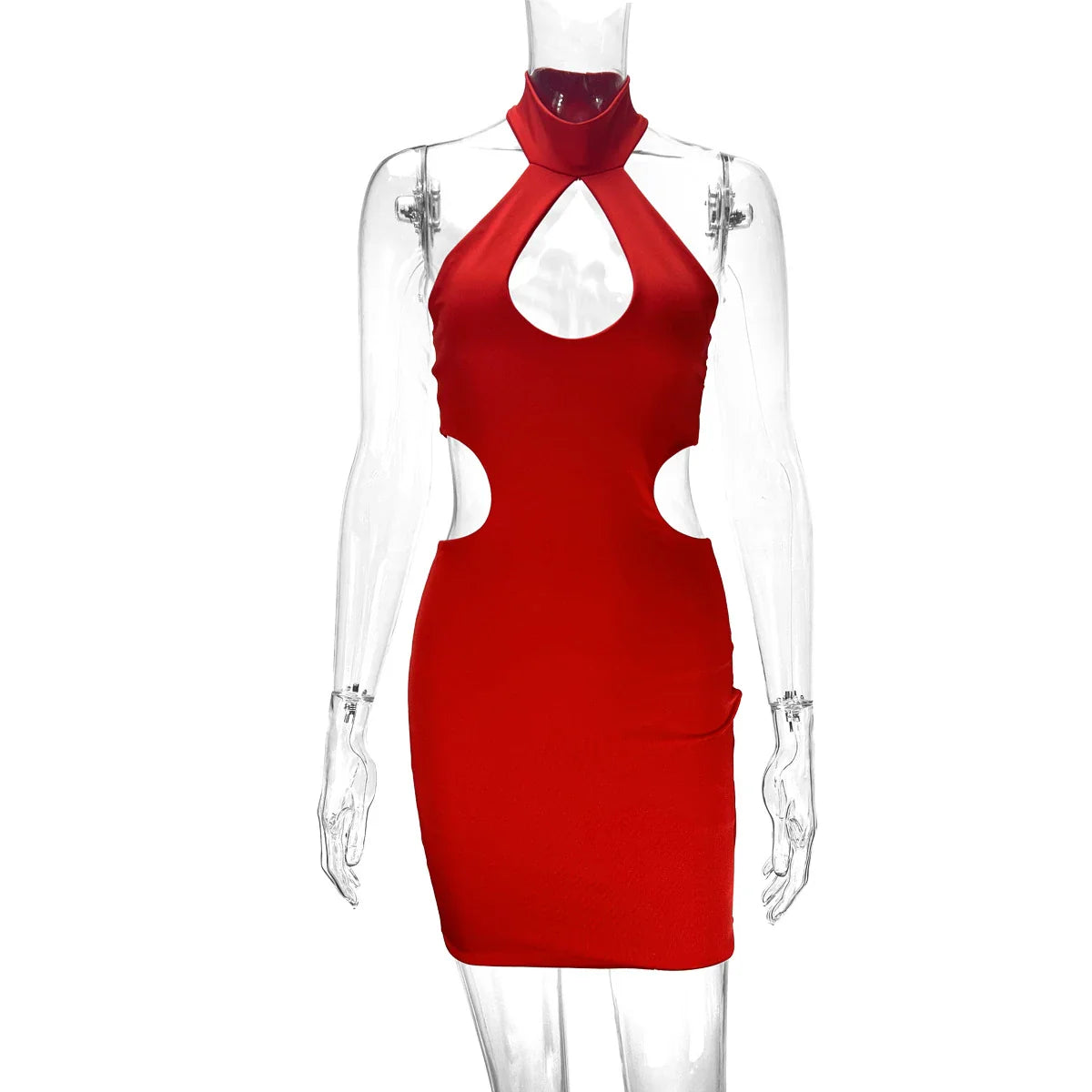 A stylish backless halter dress with trendy cut-outs, perfect for the Kiwi summer season.