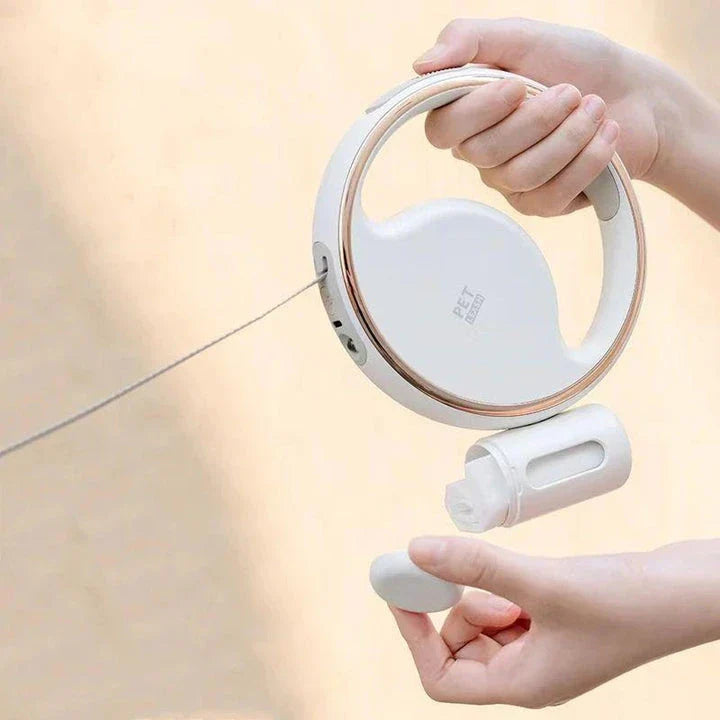 3m retractable dog leash with flashlight and garbage bag holder for convenient and safe dog walking