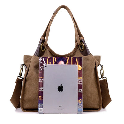 A stylish canvas messenger bag with a retro design, perfect for Kiwi women on the go