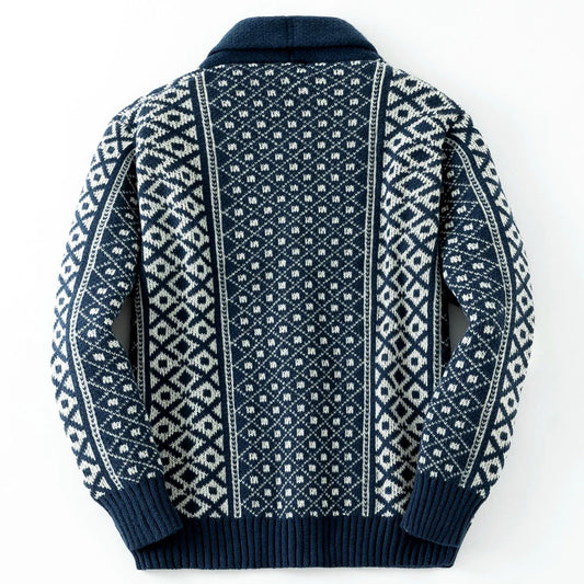 Cozy and stylish vintage-inspired sweater coat in navy blue, perfect for Kiwi men's casual outerwear