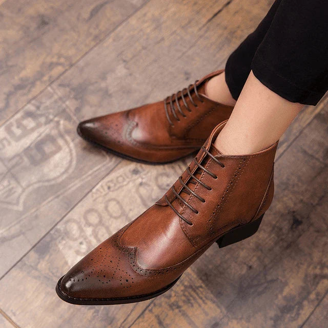 Stylish brown leather Martin boots with rubber soles, perfect for the Kiwi lifestyle