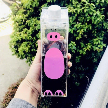 Reusable water bottles featuring adorable cartoon animal designs in vibrant colours, perfect for eco-friendly hydration on the go.