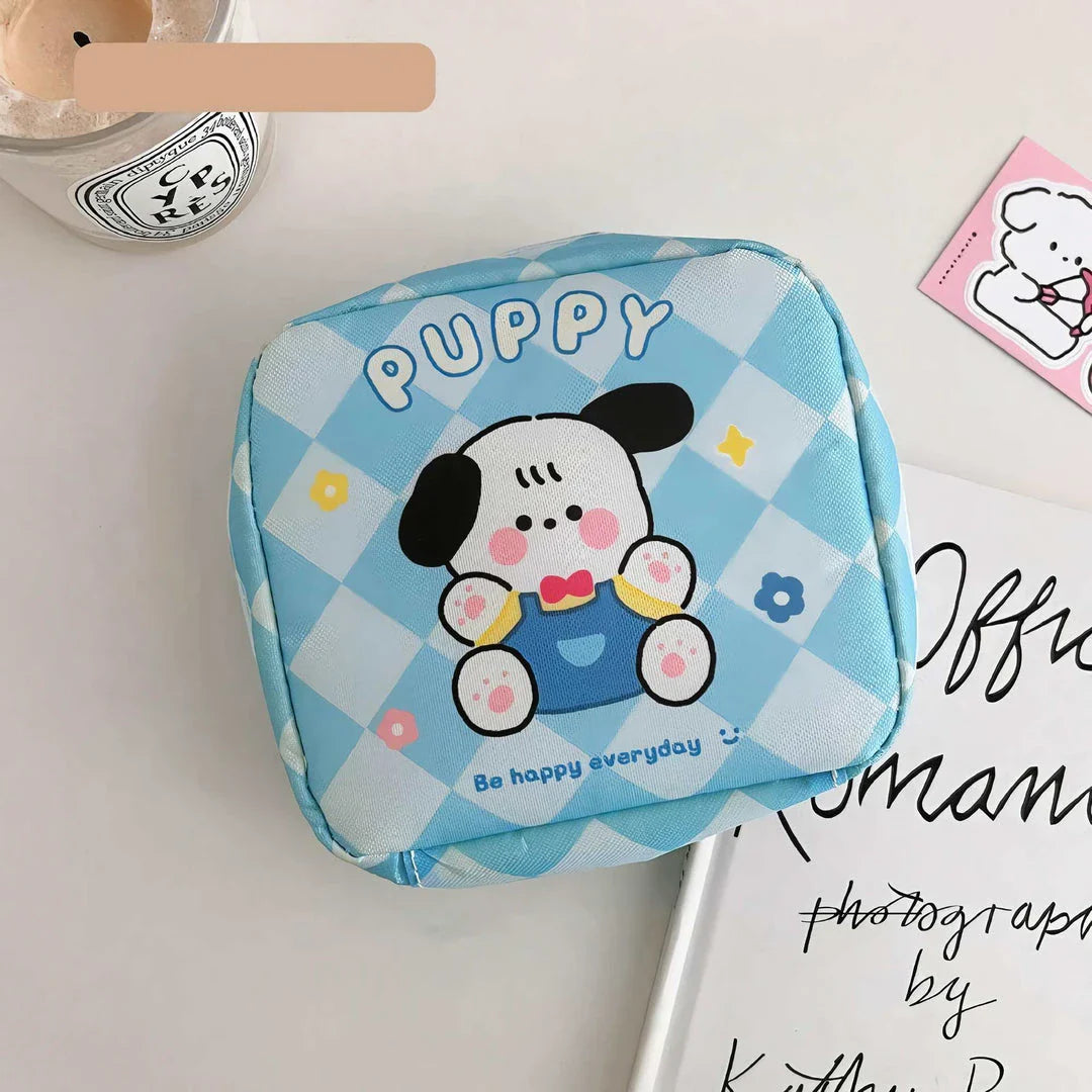 Adorable cartoon nylon cosmetic bag with a secure zipper closure and compact design, perfect for Kiwi consumers to organise their daily essentials.