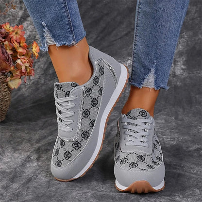 Stylish flower-printed lace-up sneakers with durable rubber soles and breathable materials, perfect for Kiwi women's active lifestyles.