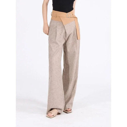 Women's high-waisted, wide-leg colour block pants in a stylish design