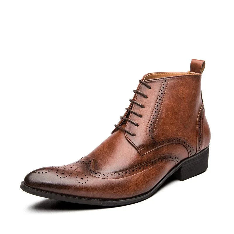 Stylish brown leather Martin boots with rubber soles, perfect for the Kiwi lifestyle