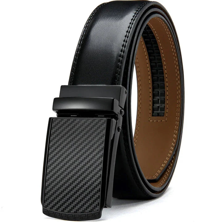 Reversible genuine leather dress belt with alloy buckle, available in black and brown finishes for versatile Kiwi business casual style