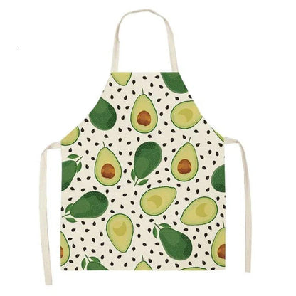 Avocado printed kitchen bib made from high-quality cotton, providing excellent protection and Kiwi-inspired style for Kiwi cooks and entertainers.