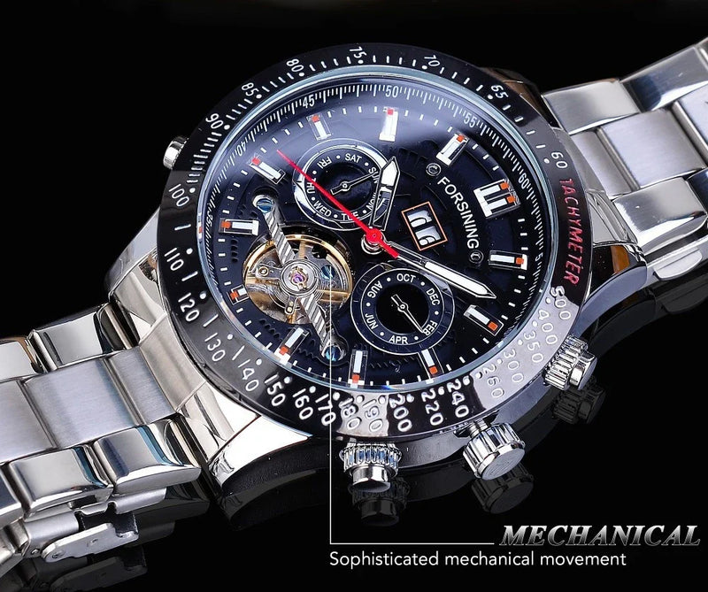 Shopfluxpro NZ Sleek & Versatile Multi-function Automatic Watch with Tourbillon