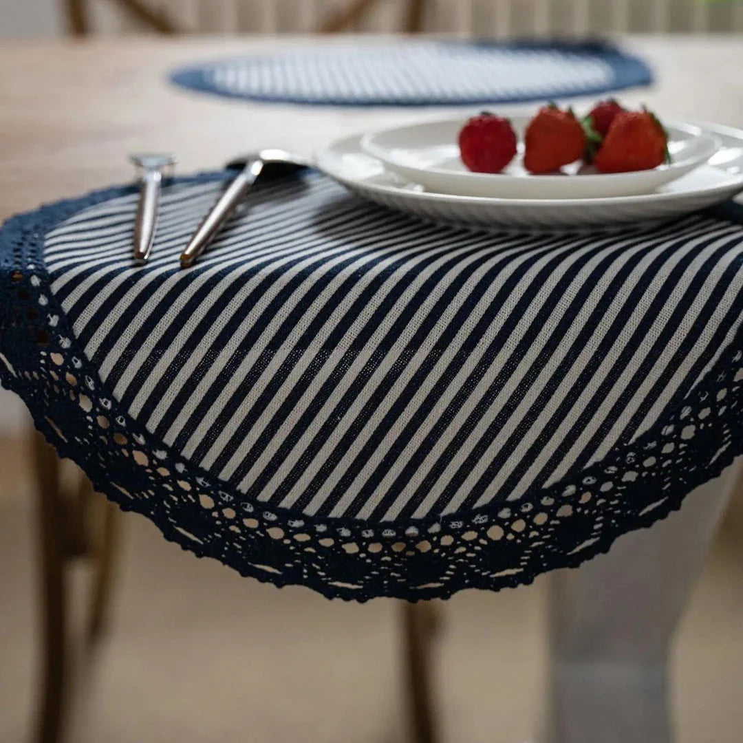 Stylish geometric lace placemats in a variety of shapes and colors, designed to protect your Kiwi dining table and add a touch of modern elegance.