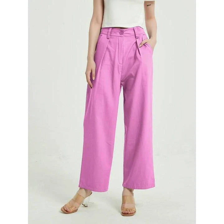 Chic high-waist wide-leg trousers in a stylish purple colour, perfect for Kiwi women's casual and formal wear