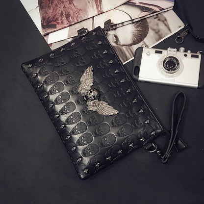 Stylish leather shoulder bag with skull design, perfect for Kiwi commuters and professionals