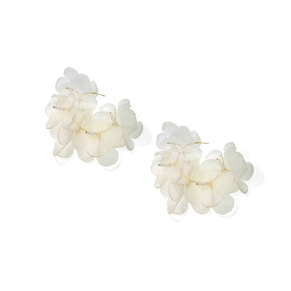 Premium Mesh Flower Earrings in Beige with a Captivating Circle Temperament Design