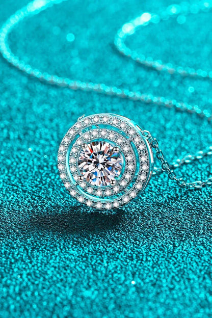 Elegant Moissanite Necklace in 925 Sterling Silver with Rhodium Plating